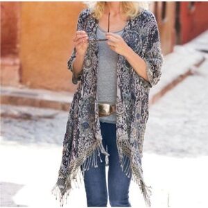 NWT Soft Surroundings Beaded/Embellished Cardigan Asymmetrical Hem and Tassels